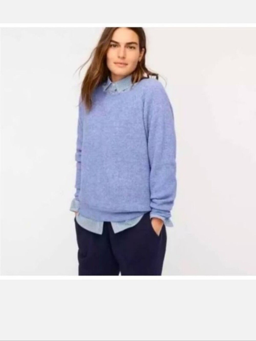 J Crew Waffleknit Light Blue Women’s Crewneck Sweater Wool Alpaca